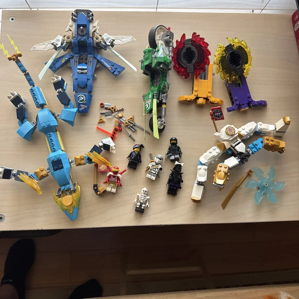 LEGO NINJAGO Lot Bundle – Vehicles, Spinners, Minifigures & Weapons – Mixed Lot